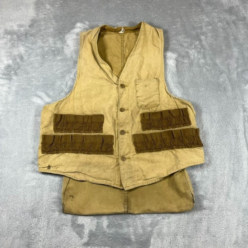 Vintage 1950s American Field Sportswear Shooting Hunting Vest Canvas Game Pocket